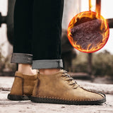 Men Fur High Quality Waterproof Comfortable Ankle Snow Boots Lace