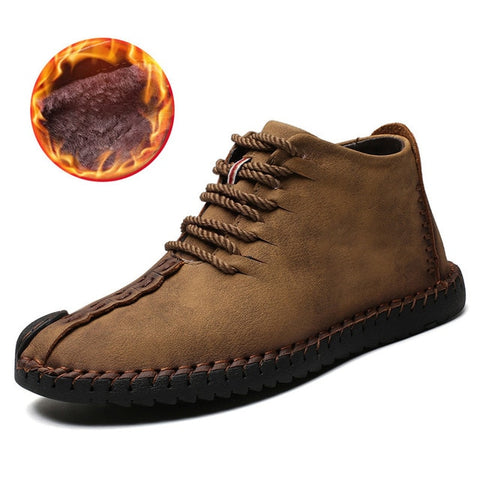 Men Fur High Quality Waterproof Comfortable Ankle Snow Boots Lace